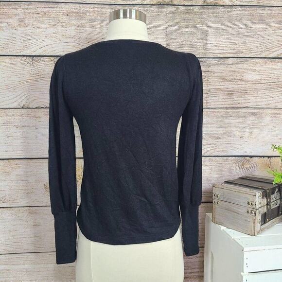 Madewell Black Puff Sleeve Scoop Neck Top Size XXS - Picture 2 of 2